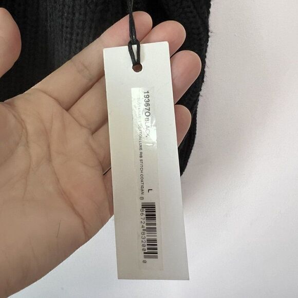 NEW White + Warren Black Chunky Knit Zip High Neck Cardigan Sweater - Picture 10 of 10